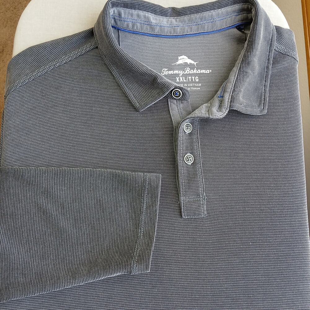 Tommy Bahama Paradiso Cove Long-Sleeve Polo XXL Big &Tall tencel blend dark grey - Picture 1 of 15